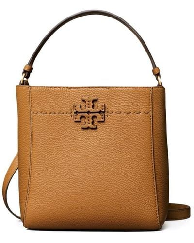 Tory Burch Beige Handbag With Tonal Logo Detail In Grainy Leather Woman - Brown
