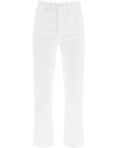 Agolde Riley High Rise Straight Crop Jeans - White