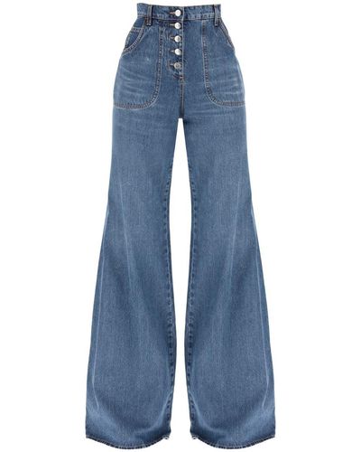 Etro Jeans With Back Foliage Motif - Blue