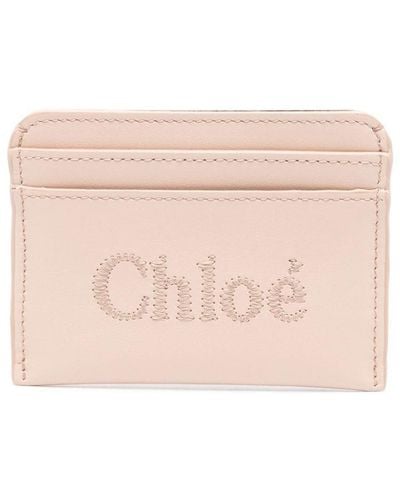 Chloé Sense Leather Card Holder - Pink