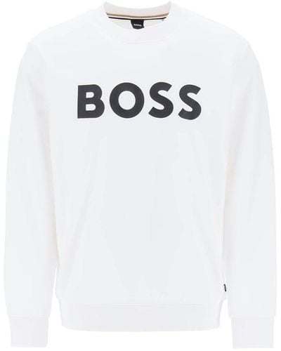 BOSS Logo Print Sweatshirt - White