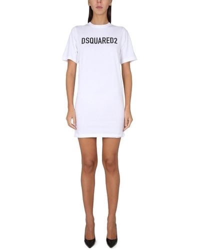 DSquared² Logo-print T-shirt Dress - White