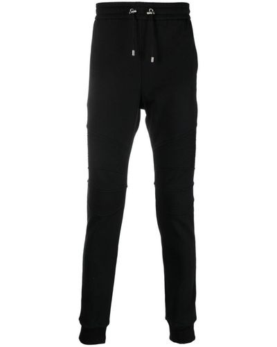 Balmain Organic Cotton Fitted Track Trousers - Black