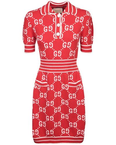 Short dress with a large bow and mini monogram print brown - Women