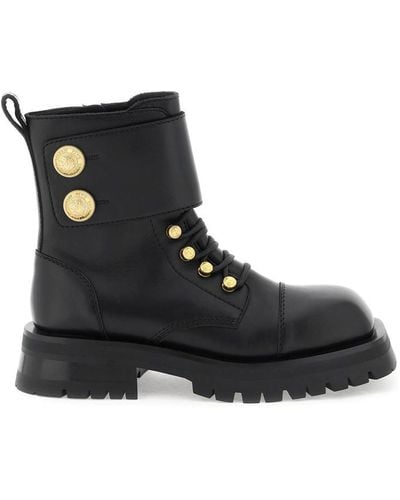 Balmain Leather Ranger Boots - Black