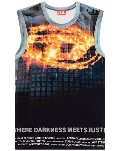 DIESEL Tank Top With Burning Oval D Poster - Blue