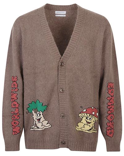 Edmmond Studios Wool Blend V-necked Cardigan - Brown