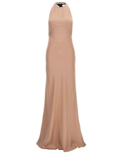 N°21 Lace Satin Long Dress Dresses - Natural