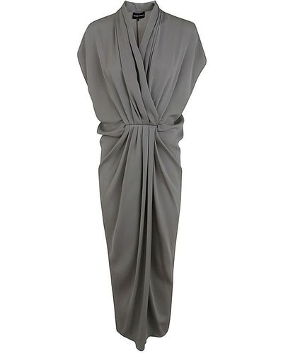 Giorgio Armani V Neck Long Dress Clothing - Gray