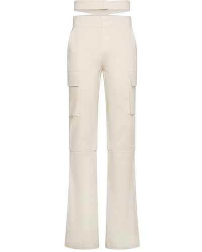 ANDREADAMO High-Waisted Cut-Out Cotton Pants - Natural
