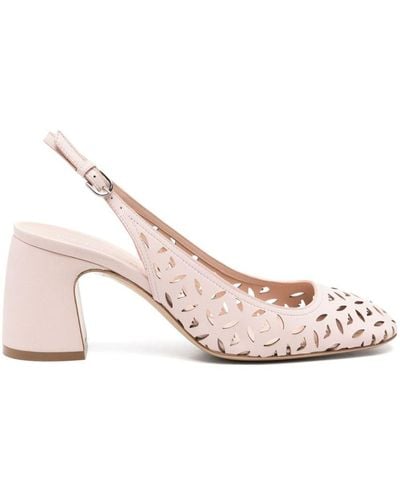 EA7 Perforated Leather Slingback Pumps - Pink