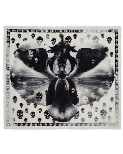 Alexander McQueen "skull Orchid" Scarf - Gray