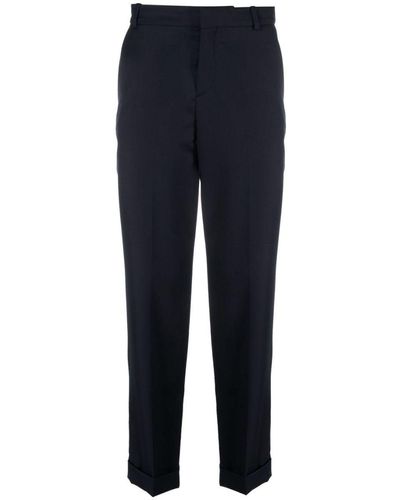 Balmain Linen Canvas Cropped Trousers - Blue