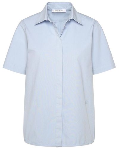 Max Mara 'adunco' Light Blue Cotton Blend Shirt