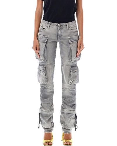 The Attico "essie" Slim Cargo Jeans - Gray