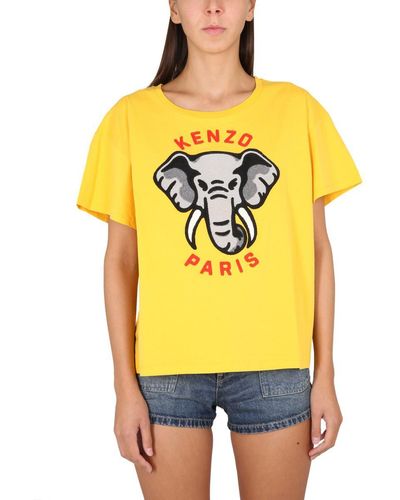 KENZO Casual T-shirt Éléphant - Yellow