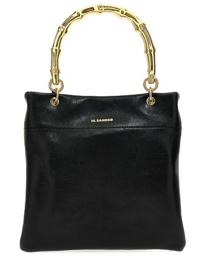 Jil Sander Small Leather Shopping Bag Tote Bag - Black