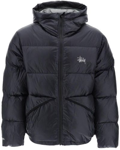 Stussy Hooded Puffer Jacket In Micro Ripstop - Blue