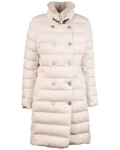Moorer Double-breasted Down Jacket With Lapin Collar - Natural