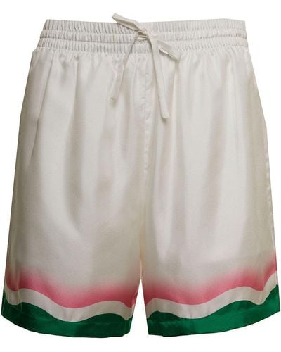 Casablancabrand Multicolor Silk Shorts With Print