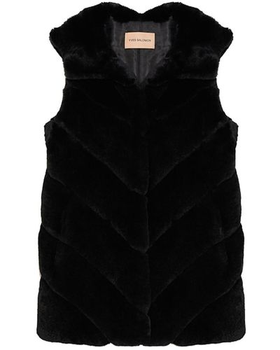 Yves Salomon Vest Rex Rabbit Clothing - Black