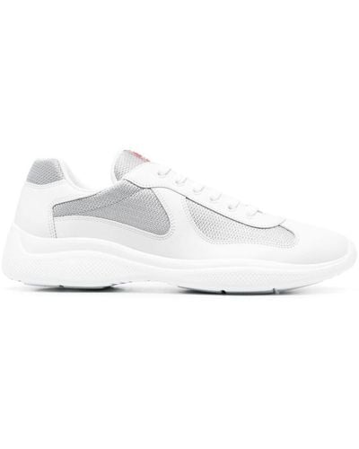 Prada America's Cup Patent Leather & Technical Fabric Trainers - White