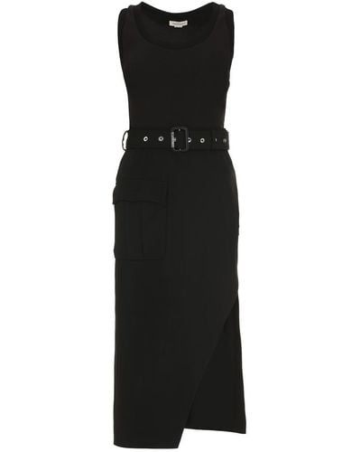 Alexander McQueen Belted Cotton Dress - Black
