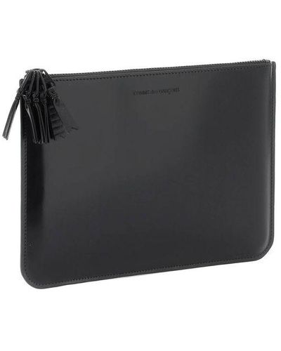 Comme des Garçons Brushed Leather Multi-Zip Pouch With - Black