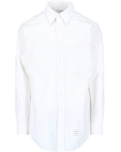 Thom Browne Button-Down Collar Cotton Shirt - White