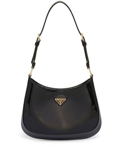 Prada Cleo Patent-leather Shoulder Bag - Black