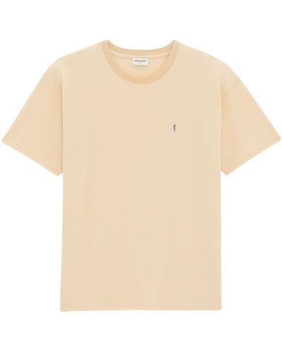 Saint Laurent Cotton Piqué T-Shirt - Natural