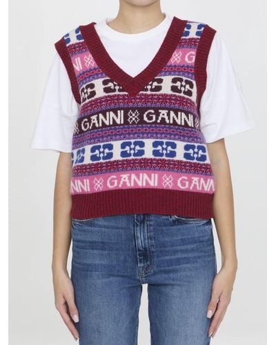 Ganni Wool Vest - Red