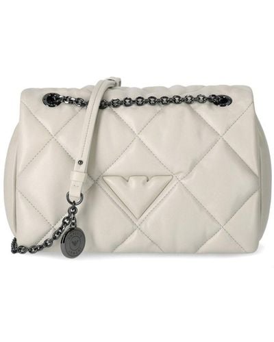 Emporio Armani Ivory Quilted Crossbody Bag - Natural
