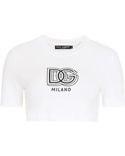 Dolce & Gabbana Crop-Top With Logo - White