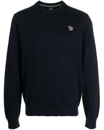 PS by Paul Smith Zebra Logo Organic Cotton Sweater - Blue