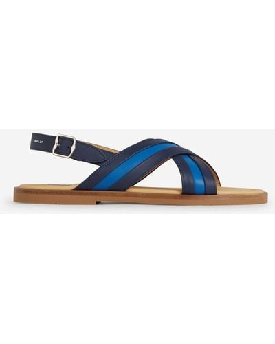 Bally Two-tone Leather Sandals - Blue