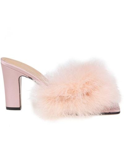Maison Margiela Mules With Pink Feathers