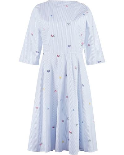 KENZO Striped Cotton Dress - Blue