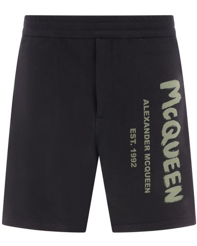 Alexander McQueen "mcqueen Graffiti" Shorts - Black