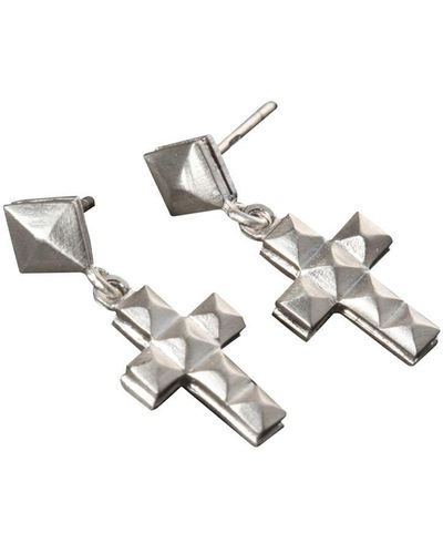 LEONY Earring Small Cross With Stud Accessories - White