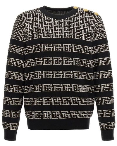 Balmain 'Monogram' Sweater - Gray