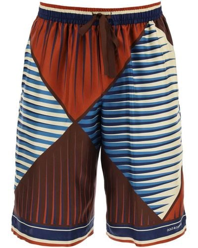 Dolce & Gabbana Printed Silk Bermuda Shorts Set - Blue