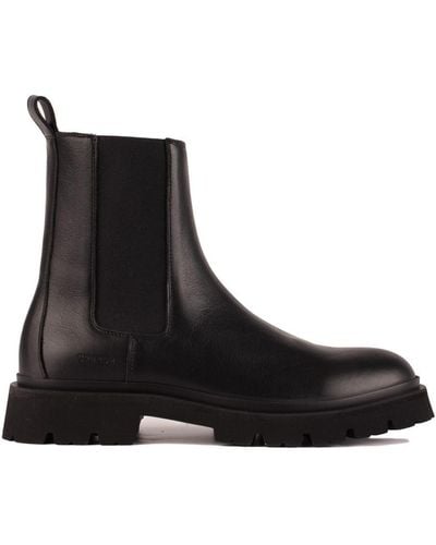 COPENHAGEN Smooth Leather Low Chelsea Ankle Boots - Black
