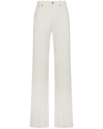 Dondup Amber Leg Fit Cotton Blend Trousers - White