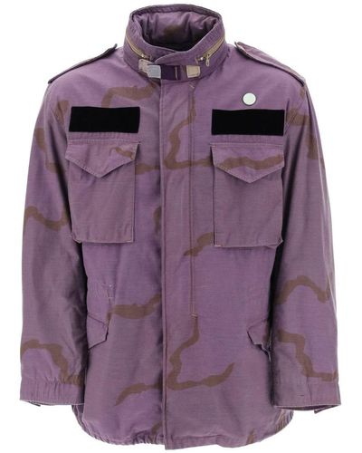 OAMC Field Jacket In Cotton With Camouflage Pattern - Purple
