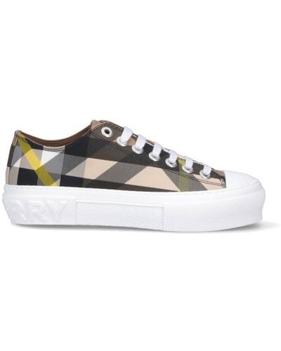 Burberry Check Trainers - White