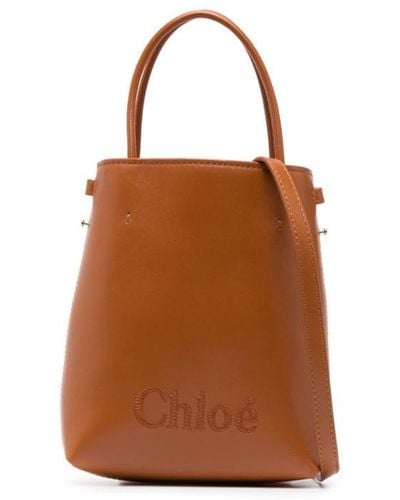 Chloé Chloé Sense Micro Leather Bucket Bag - Brown