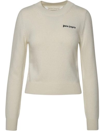 Palm Angels Ivory Cashmere Blend Sweater - White