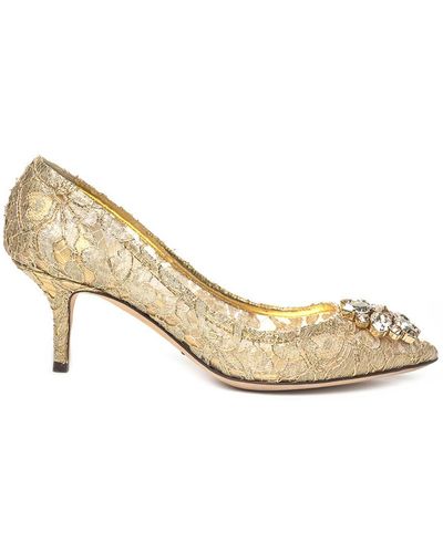 Dolce & Gabbana 'bellucci' Lace Court Shoes - Metallic
