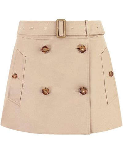 Burberry Cotton Mini-Skirt - Natural